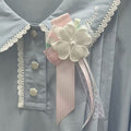 Handmade Pastel Ribbon Flower Brooch | Sweet Floral Corsage Pin