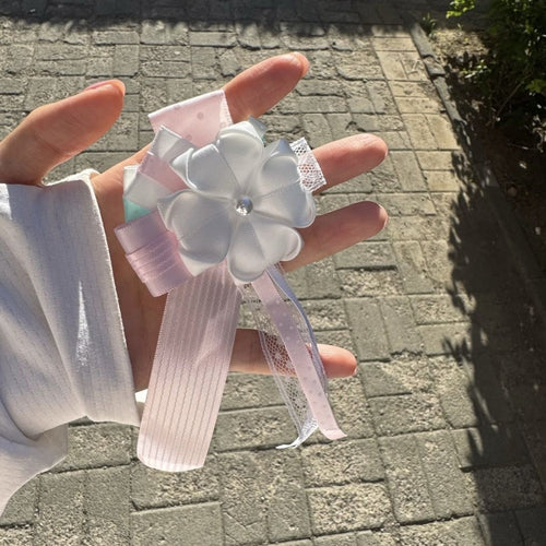 Handmade Pastel Ribbon Flower Brooch | Sweet Floral Corsage Pin